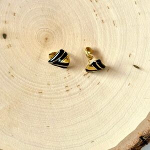 Avon Black and Gold Hoop Earrings